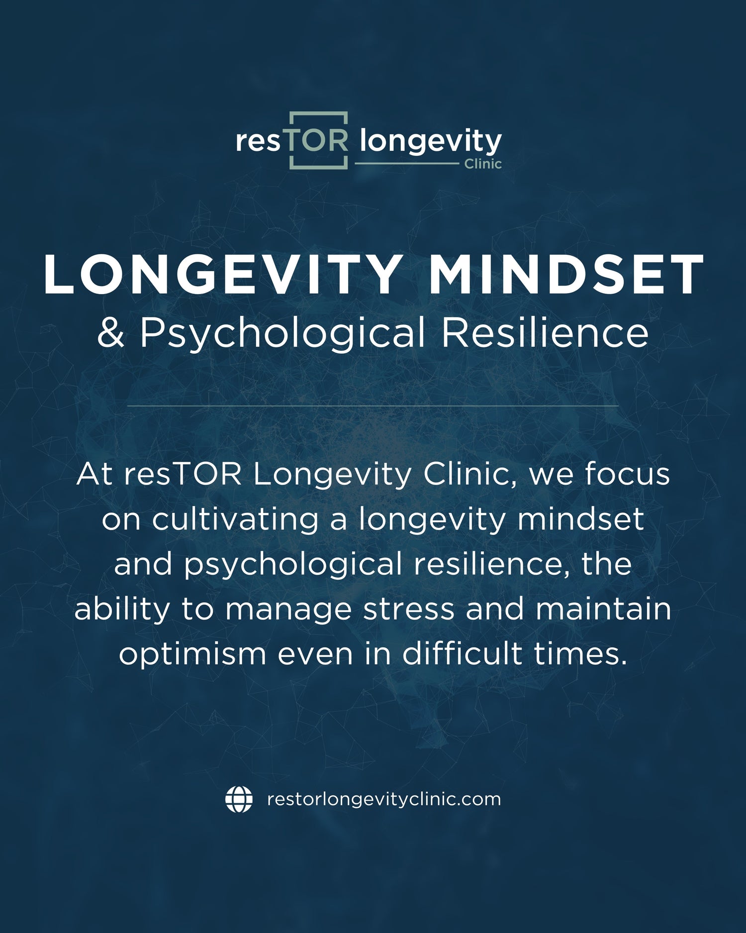 Longevity mindset and resilience graphic by resTOR Longevity Clinic in Houston TX