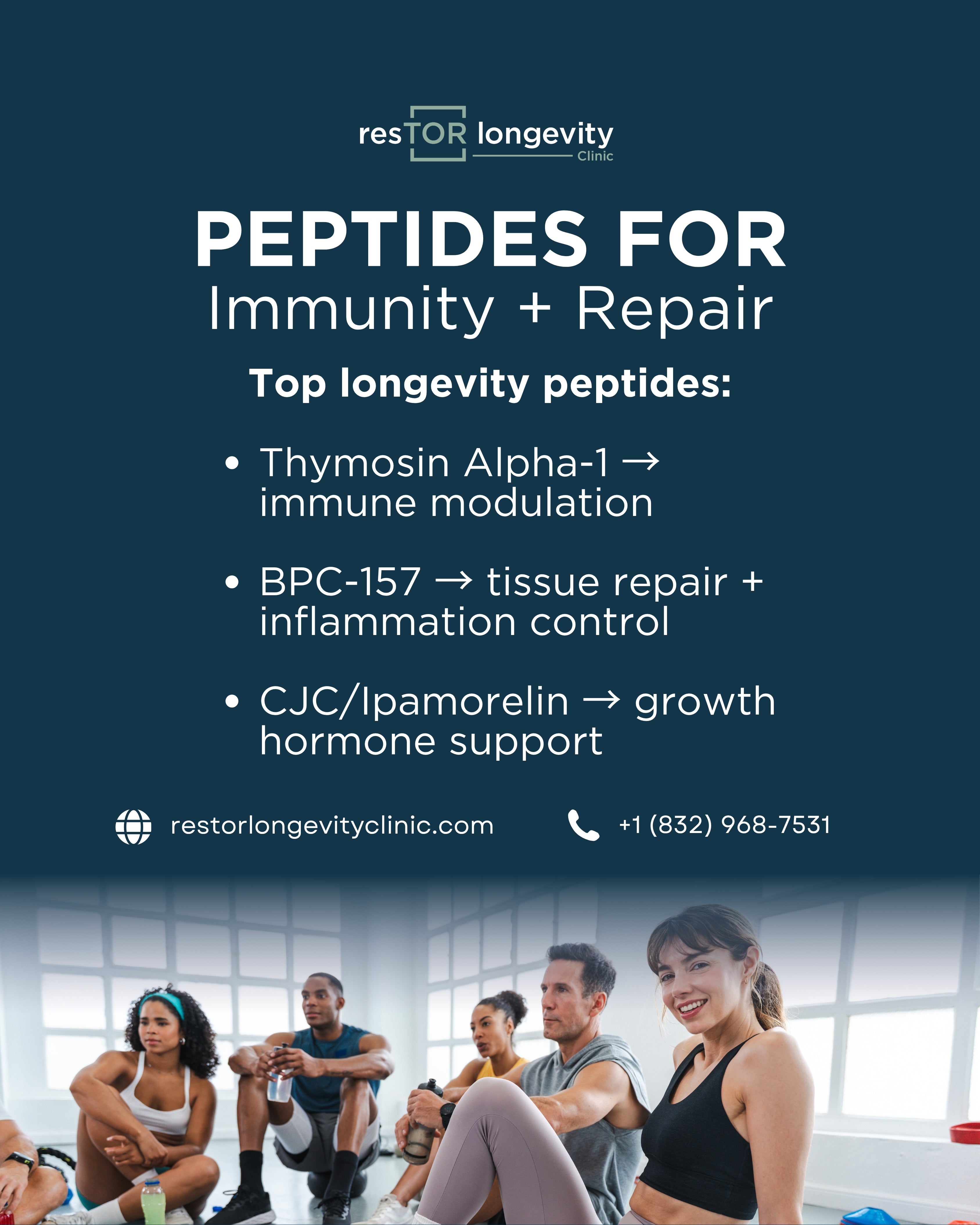 Peptides for immunity and repair at resTOR Longevity Clinic Houston, Texas with Dr. Gregory Burzynski.