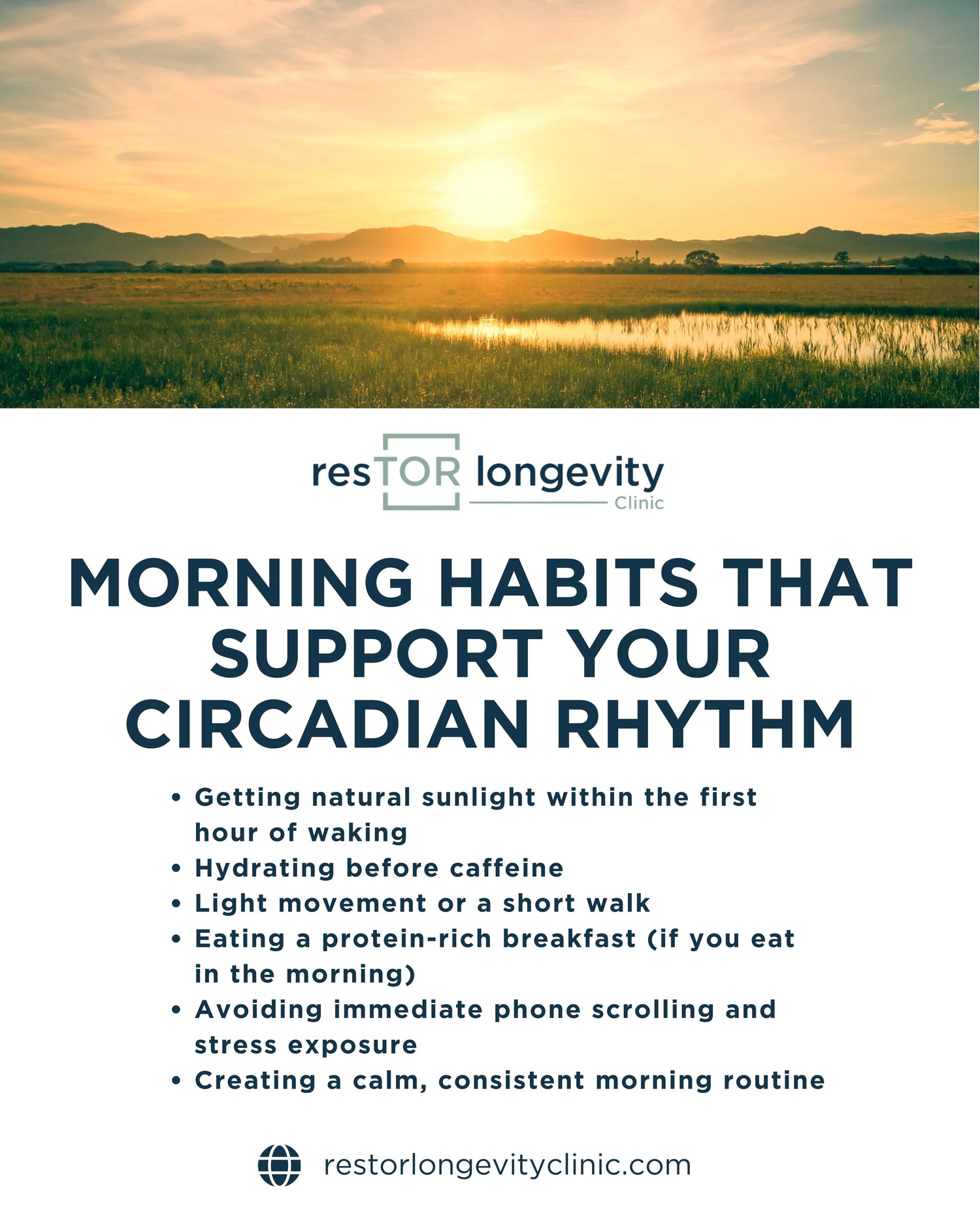 Beautiful sunrise representing healthy morning habits for circadian rhythm support in Houston and Bellaire, TX