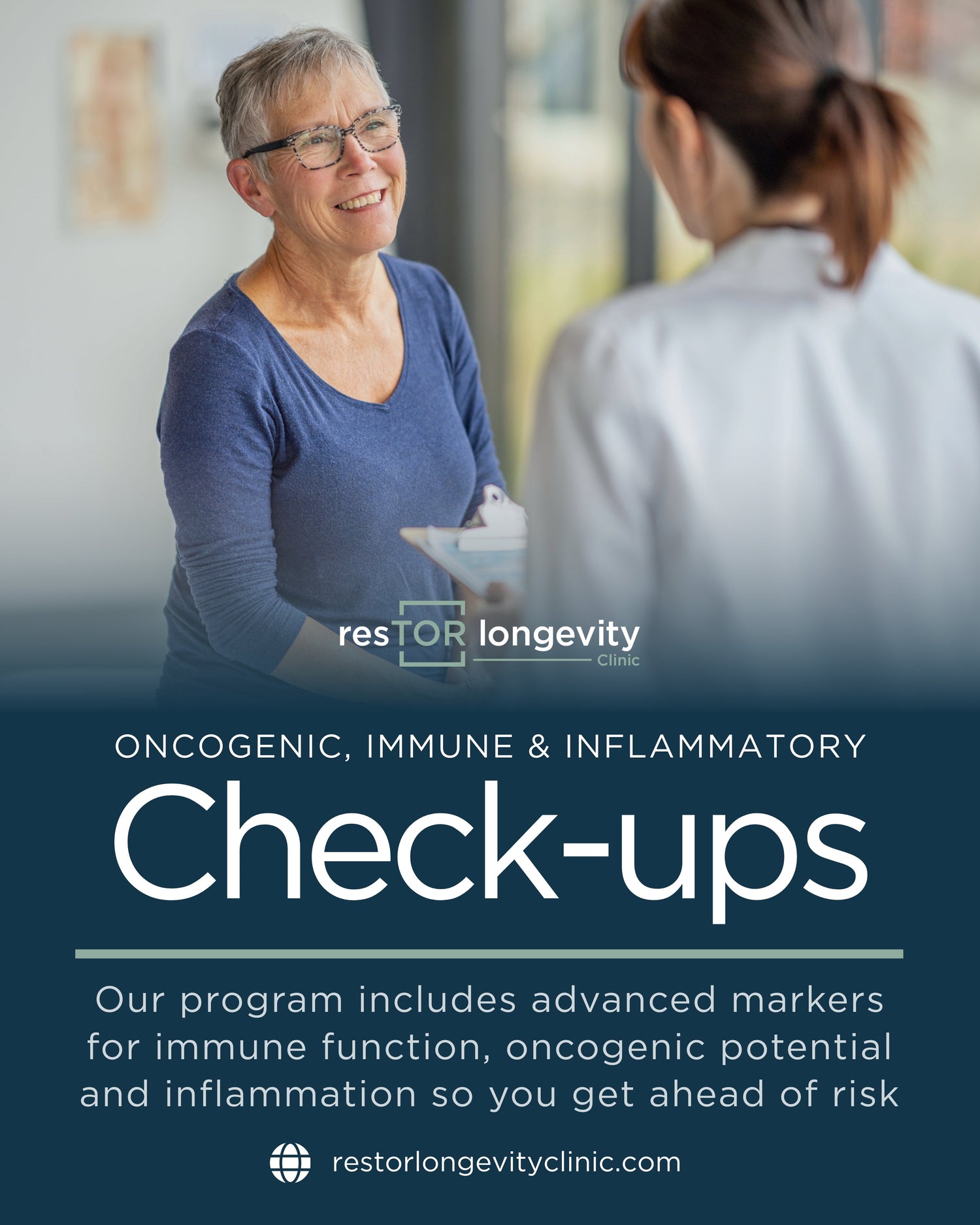 Doctor reviewing advanced immune and inflammation test results with patient. Get tested at resTOR Longevity Clinic Houston, Texas.