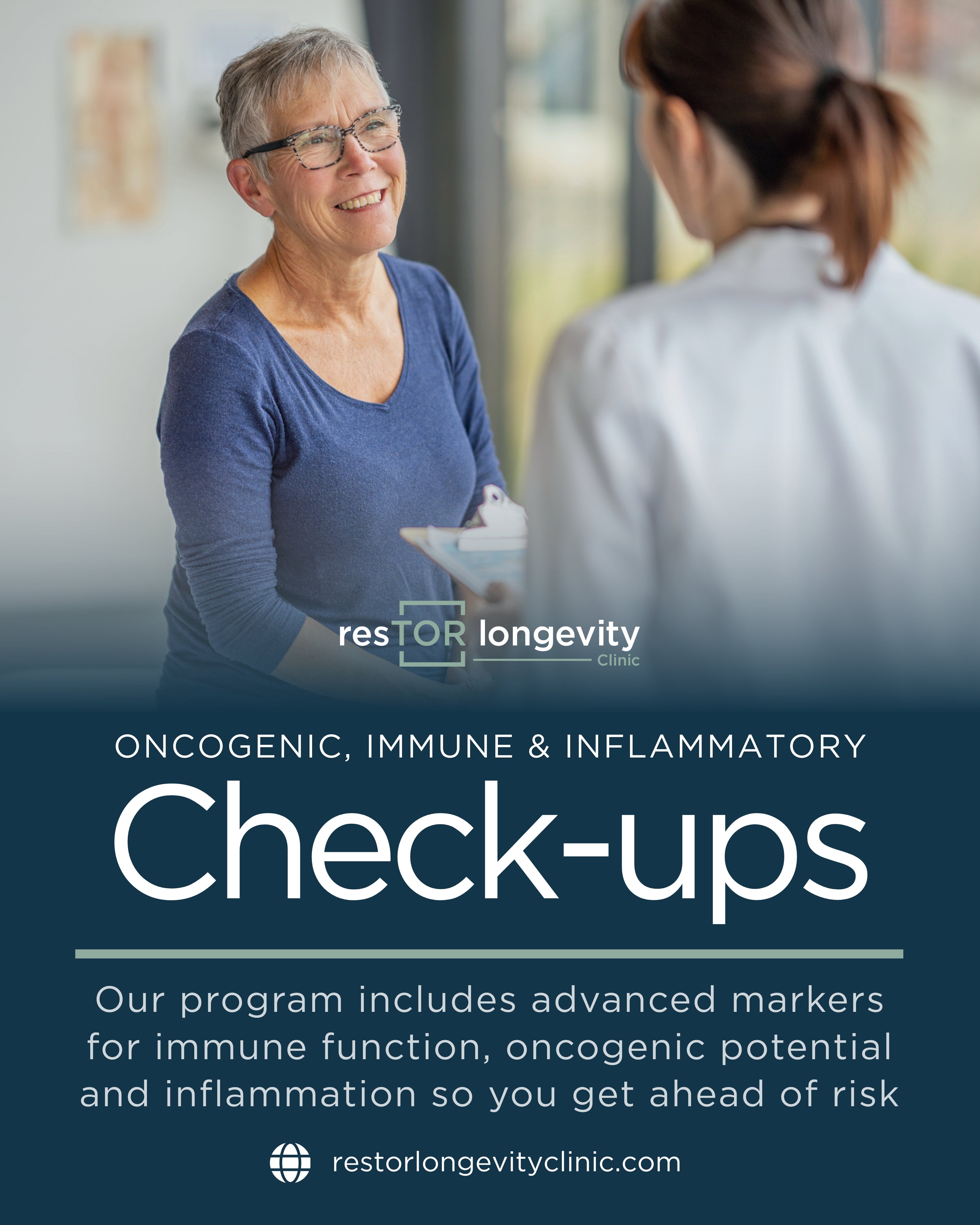Doctor reviewing advanced immune and inflammation test results with patient. Get tested at resTOR Longevity Clinic Houston, Texas.